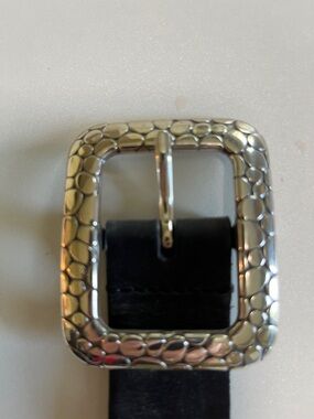 Brighton Silver Square Buckle with Black Braided Leather Strap
